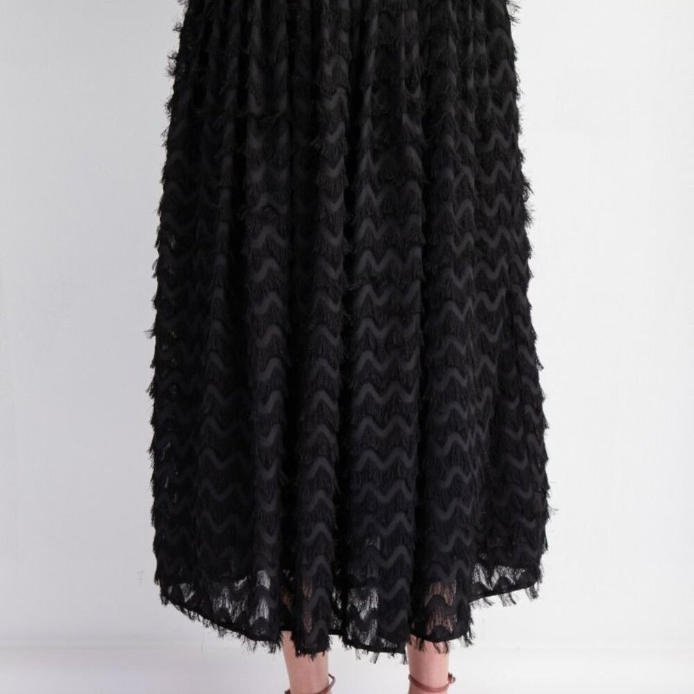 Mohair Chiffon Maxi Skirt in Black